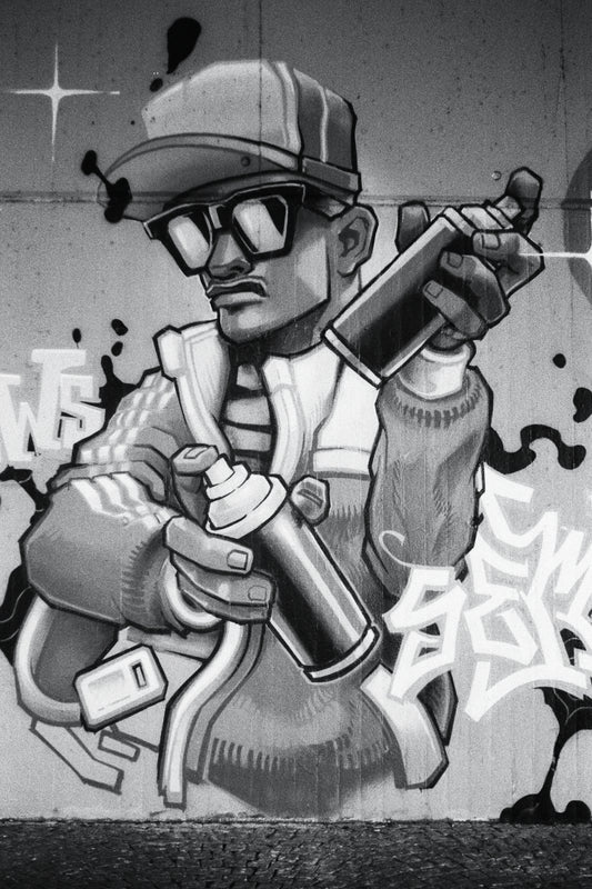 Photographie (Schwarz & Weiß) - Graffiti in Konstanz (Hochformat), Konstanz, Deutschland